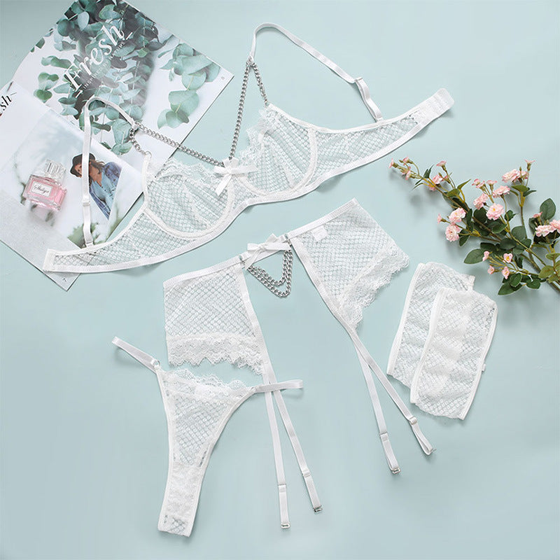 Levoire | Quatre Pièces Chaîne Transparent Sexy BLANC