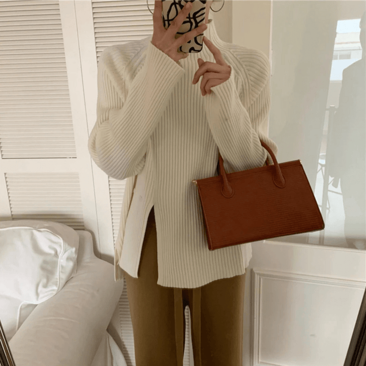 Levoire | Pull-over en maille tendance à col roulé gilet femme pullover Blanc Une taille