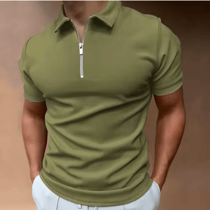 Levoire | Chemise Polo pour hommes Polo avec fermeture éclair et col Design classique et élégant Vert