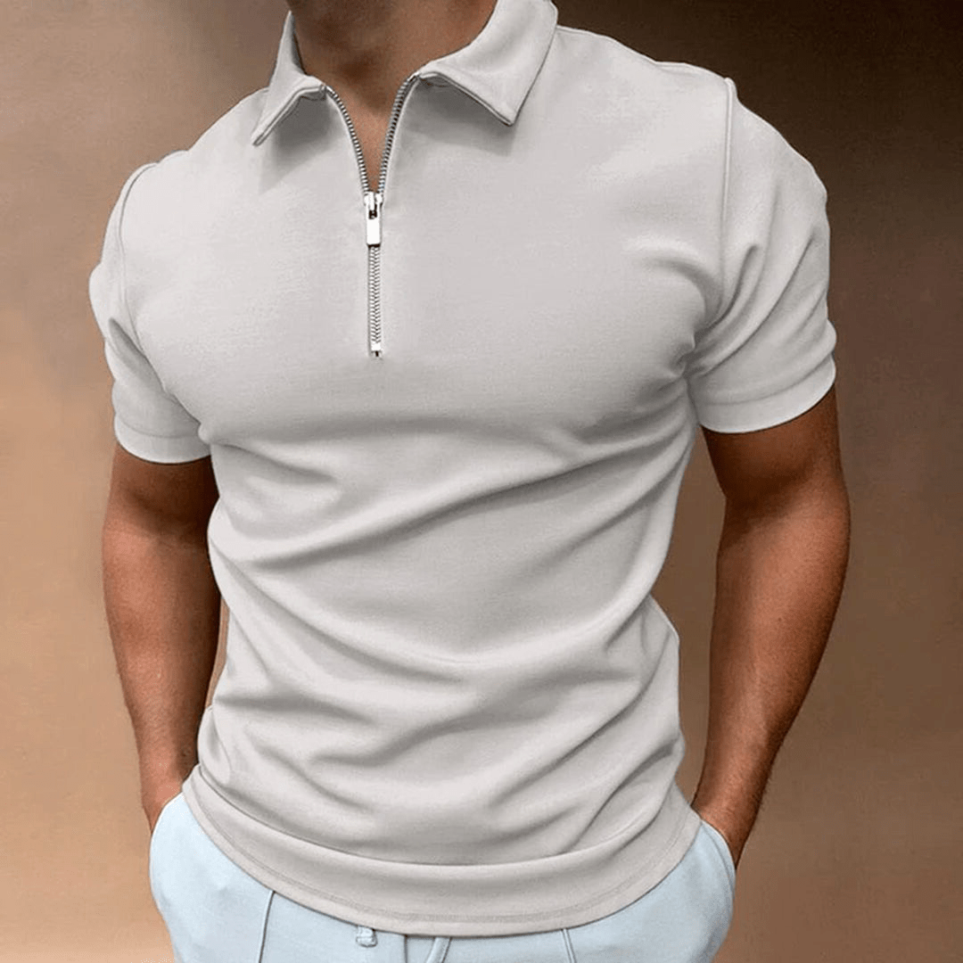 Levoire | Chemise Polo pour hommes Polo avec fermeture éclair et col Design classique et élégant Gris