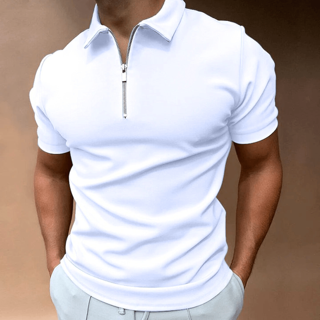 Levoire | Chemise Polo pour hommes Polo avec fermeture éclair et col Design classique et élégant Blanc