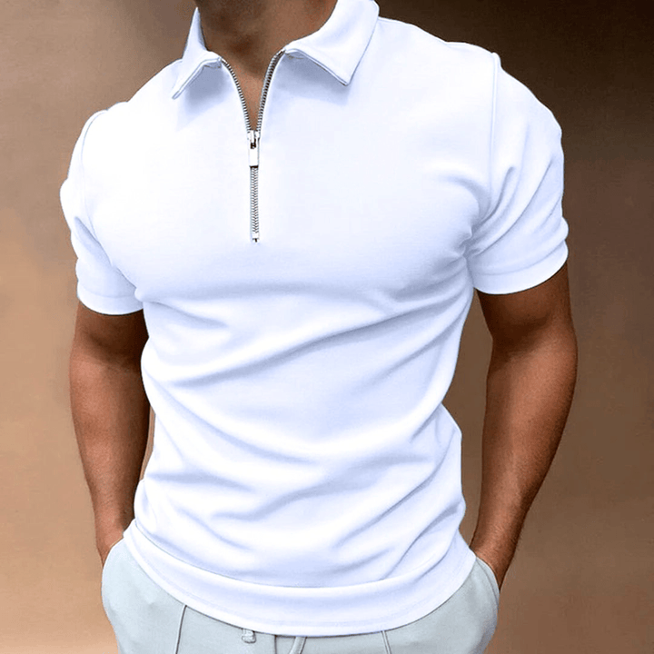 Levoire | Chemise Polo pour hommes Polo avec fermeture éclair et col Design classique et élégant Blanc