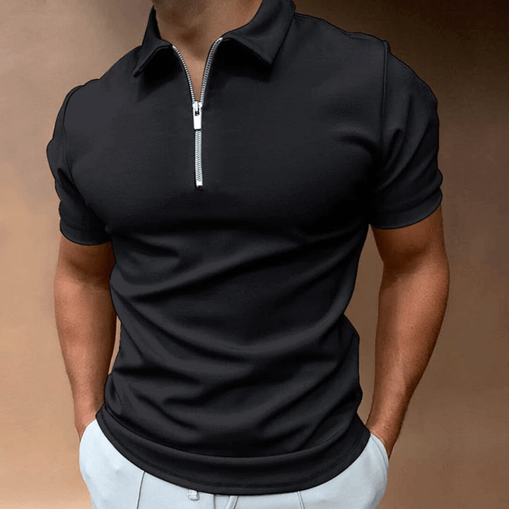 Levoire | Chemise Polo pour hommes Polo avec fermeture éclair et col Design classique et élégant Noir