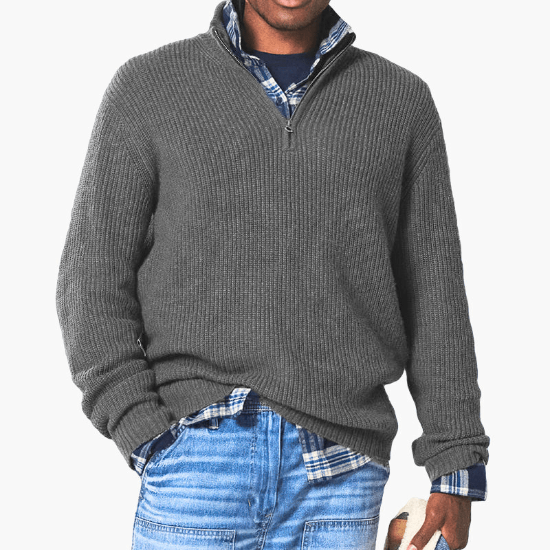 Levoire | Pull Chaud Demi-Zip Homme Gris