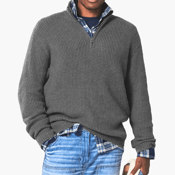 Levoire | Pull Chaud Demi-Zip Homme Gris
