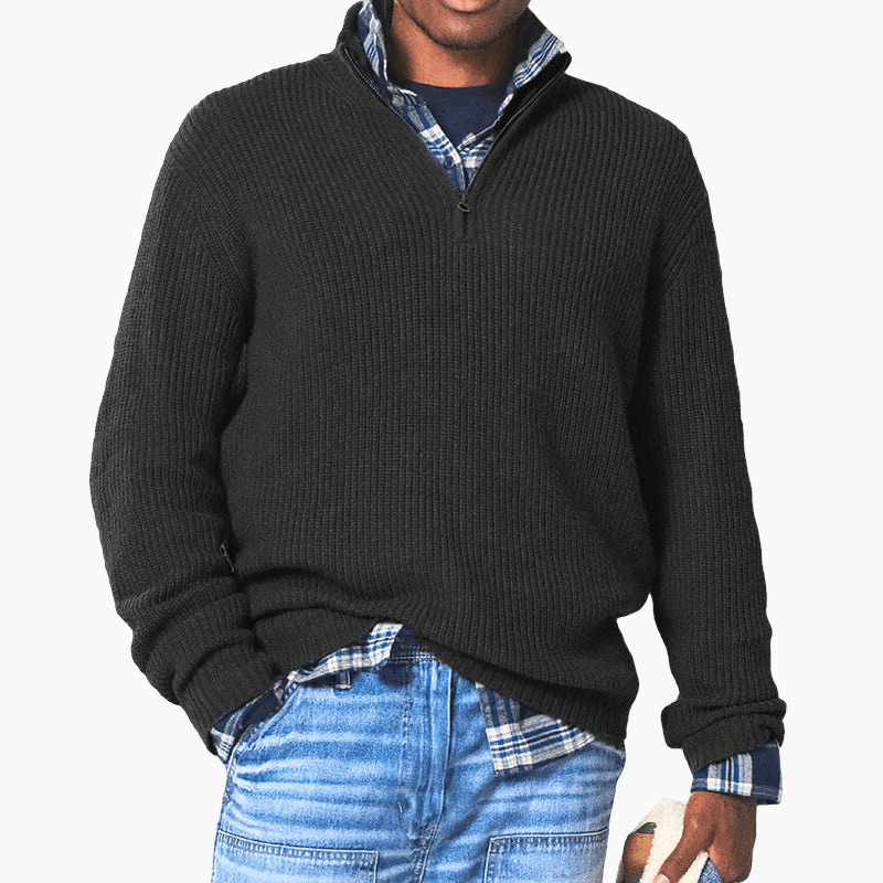 Levoire | Pull Chaud Demi-Zip Homme Noir