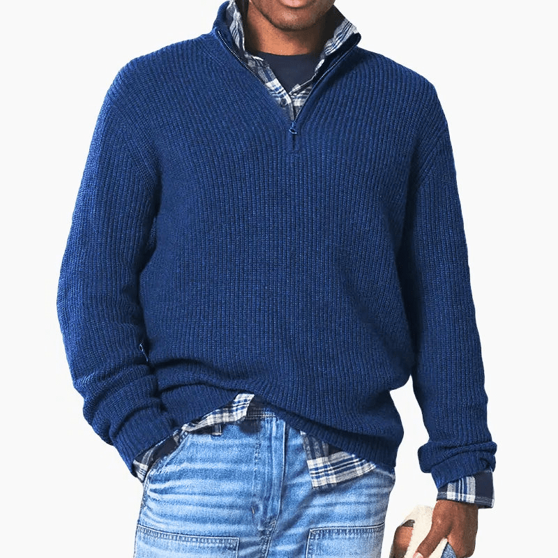 Levoire | Pull Chaud Demi-Zip Homme Bleu foncé