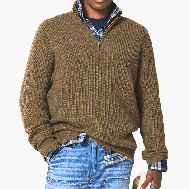 Levoire | Pull Chaud Demi-Zip Homme Braun