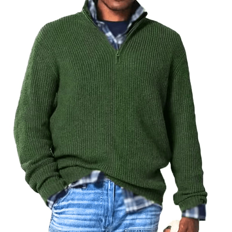 Levoire | Pull Chaud Demi-Zip Homme Vert foncé