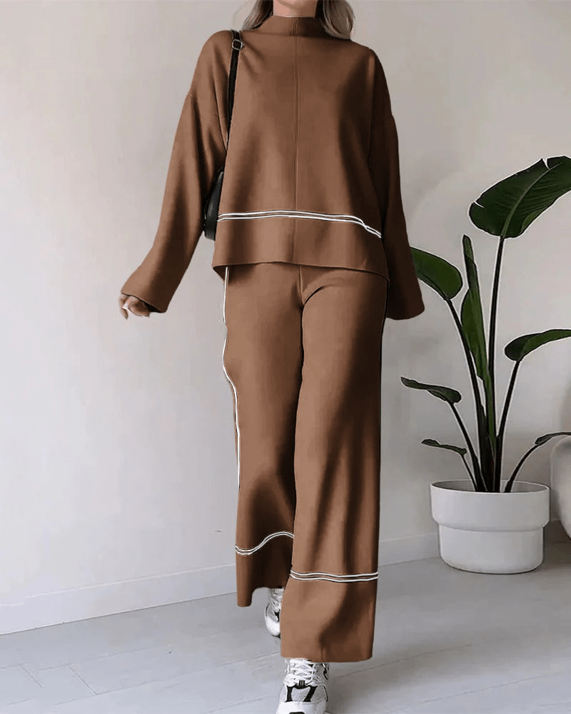 Levoire | Mode femme décontractée sans effort Ensemble Confortable & Tendance Café