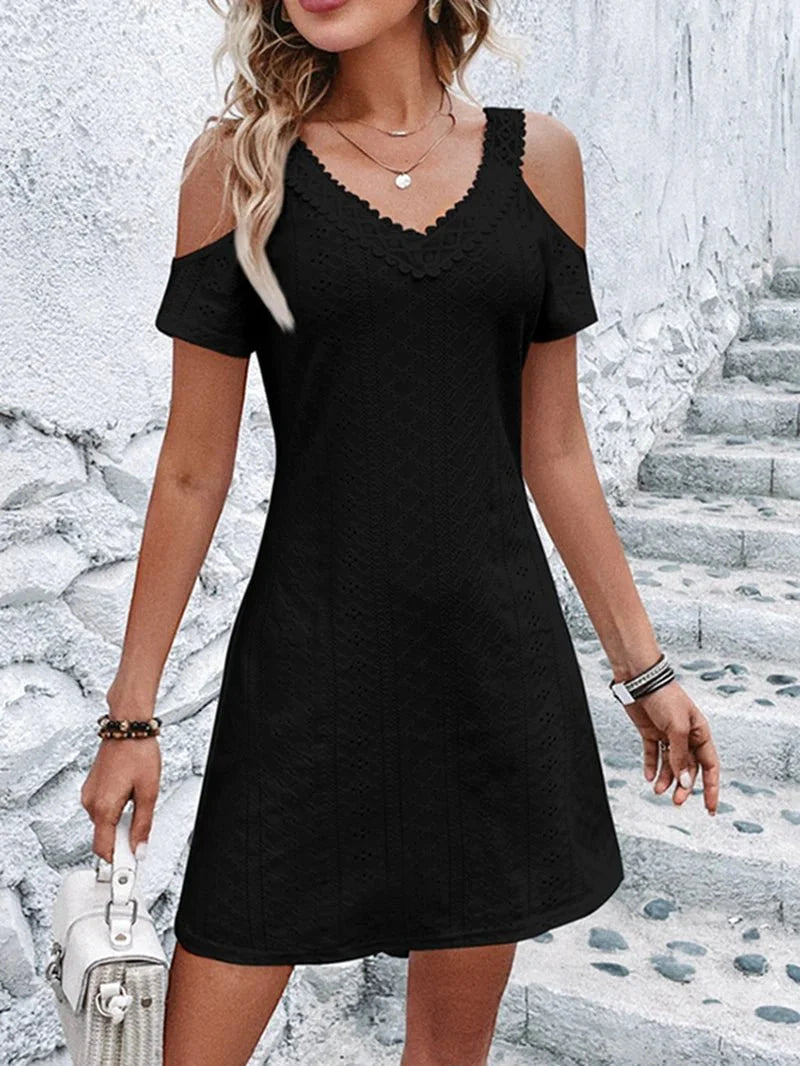 Levoire | Élégante Courte Boho Plage لباس Noir