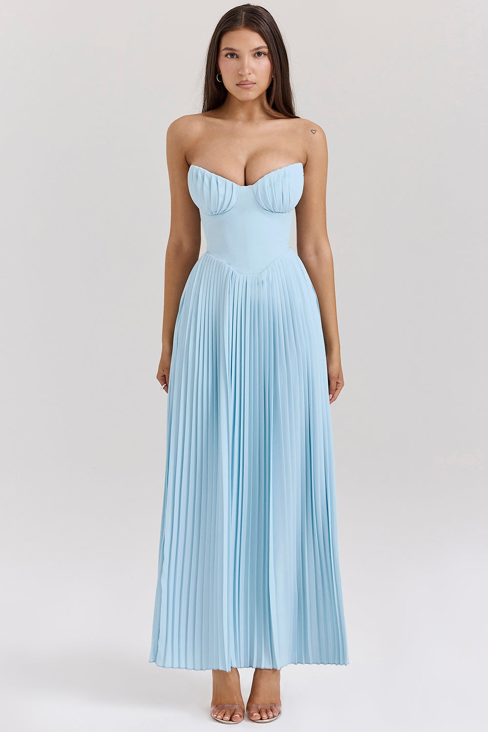 Levoire | Robe Longue Pour Femme Avec Corset Bleu ciel