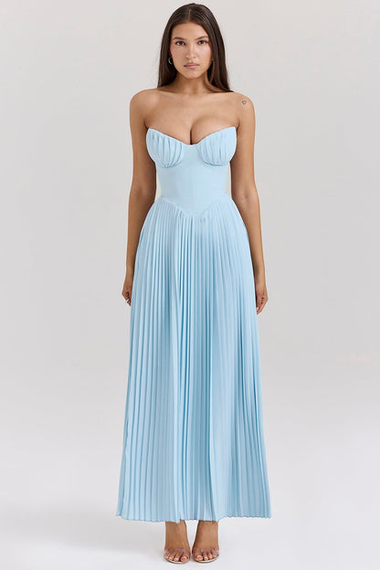 Levoire | Robe Longue Pour Femme Avec Corset Bleu ciel