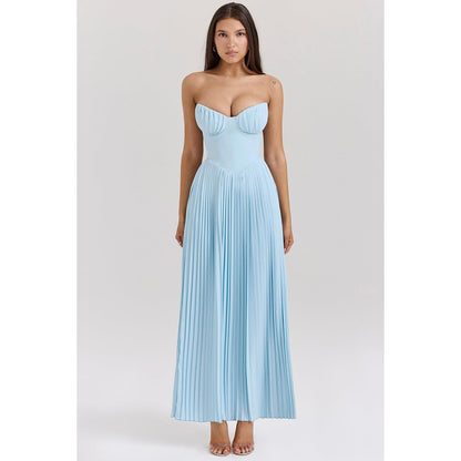 Levoire | Robe Maxi Plissée À Épaule Dénudée Avec Corset