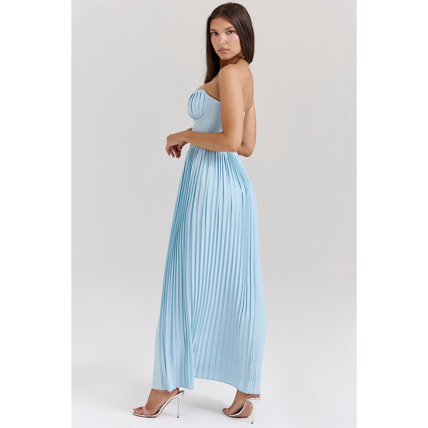 Levoire | Robe Maxi Plissée À Épaule Dénudée Avec Corset