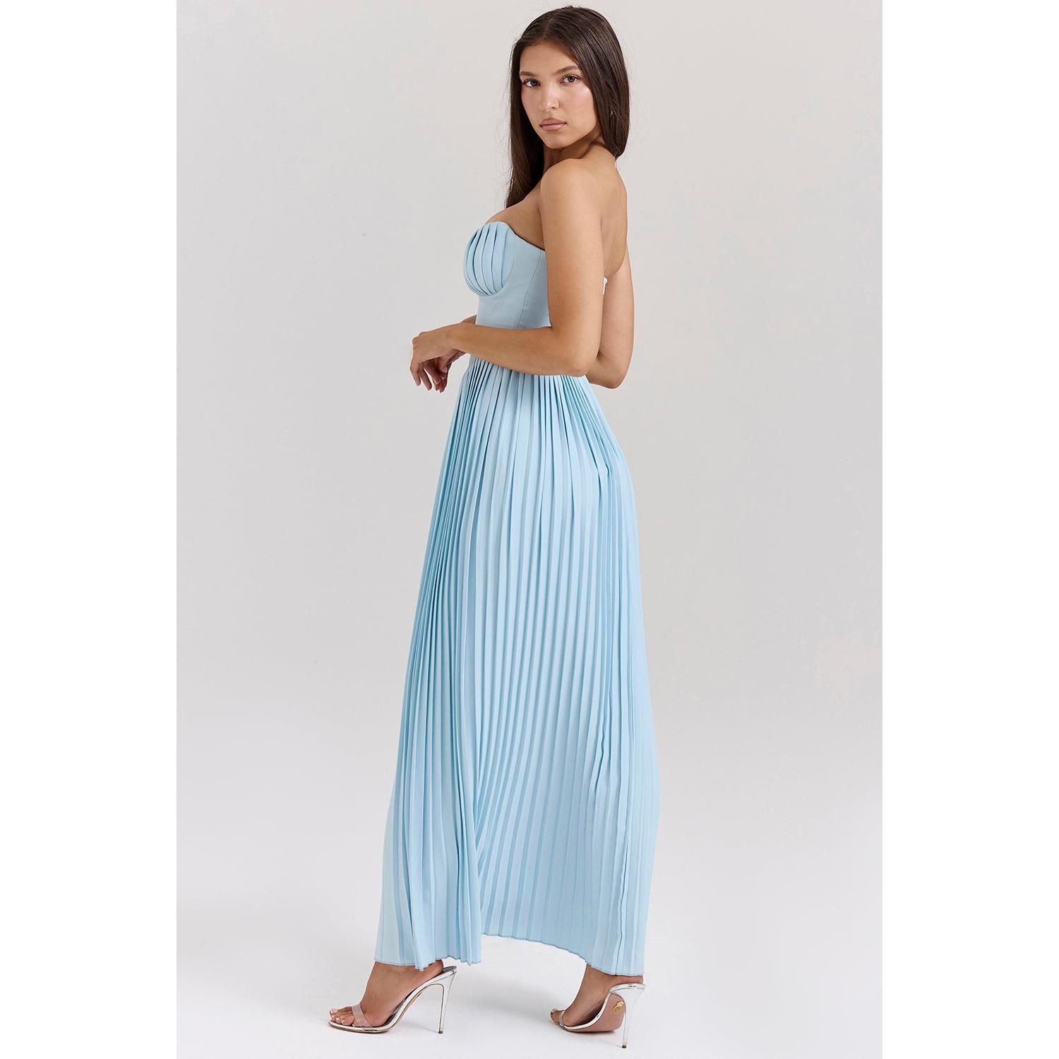 Levoire | Robe Maxi Plissée À Épaule Dénudée Avec Corset