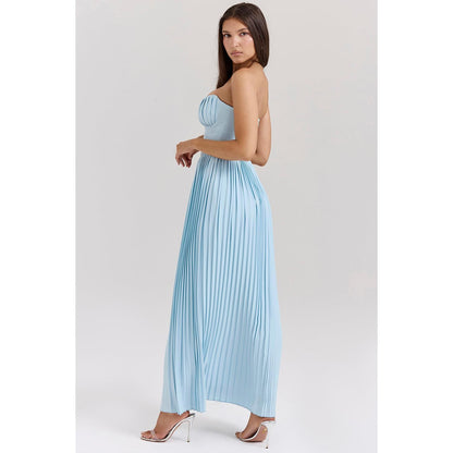 Levoire | Robe Maxi Plissée À Épaule Dénudée Avec Corset