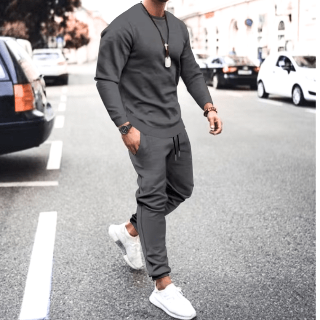 Levoire | Ensembles d'entraînement pour hommes Ensemble d'entraînement de luxe complet Confortable et tendance Gris foncé
