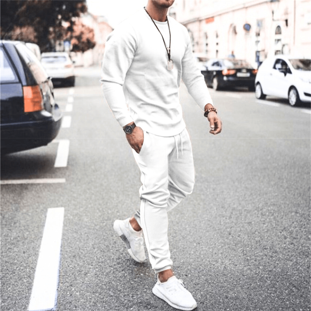 Levoire | Ensembles d'entraînement pour hommes Ensemble d'entraînement de luxe complet Confortable et tendance Blanc