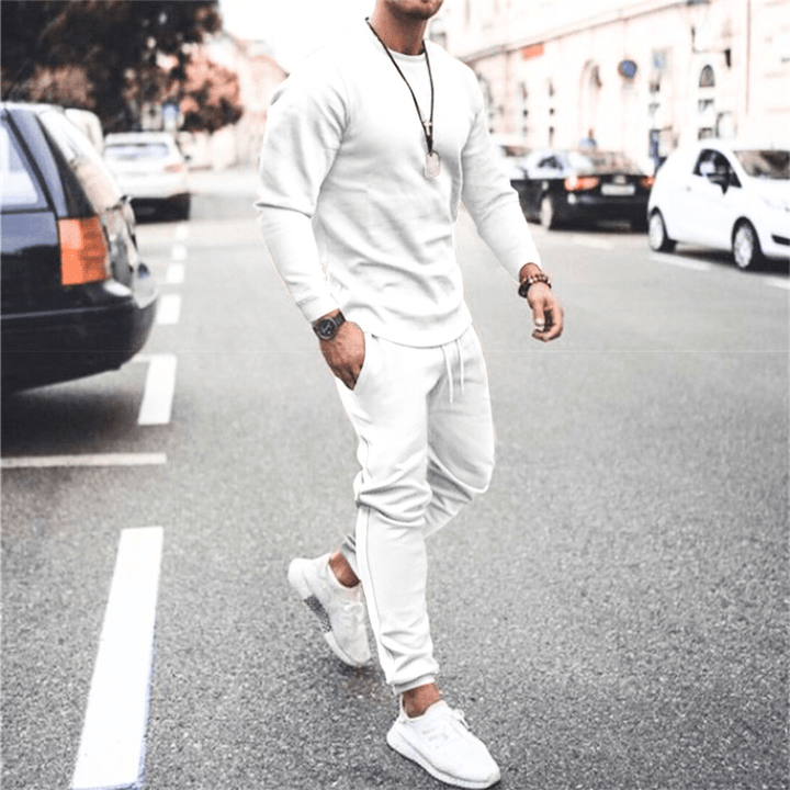 Levoire | Ensembles d'entraînement pour hommes Ensemble d'entraînement de luxe complet Confortable et tendance Blanc