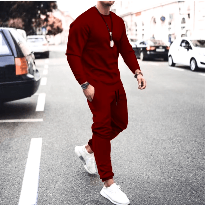 Levoire | Ensembles d'entraînement pour hommes Ensemble d'entraînement de luxe complet Confortable et tendance Bordeaux Rouge