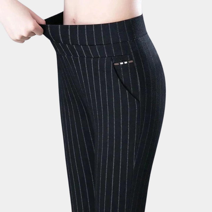 Levoire | Pantalon Stretch Pour Femmes Pantalon Taille Haute Pour Looks Élégants Et Confortables Rayé noir
