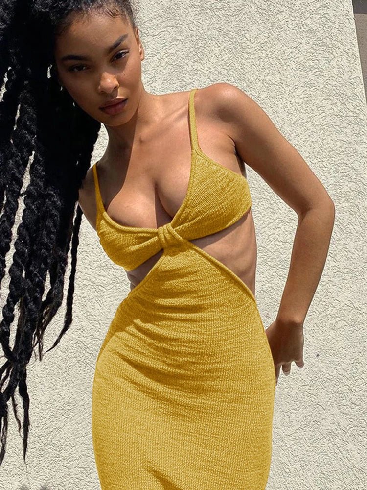 Levoire | Robe Mi-Ouverte Élégante Jaune