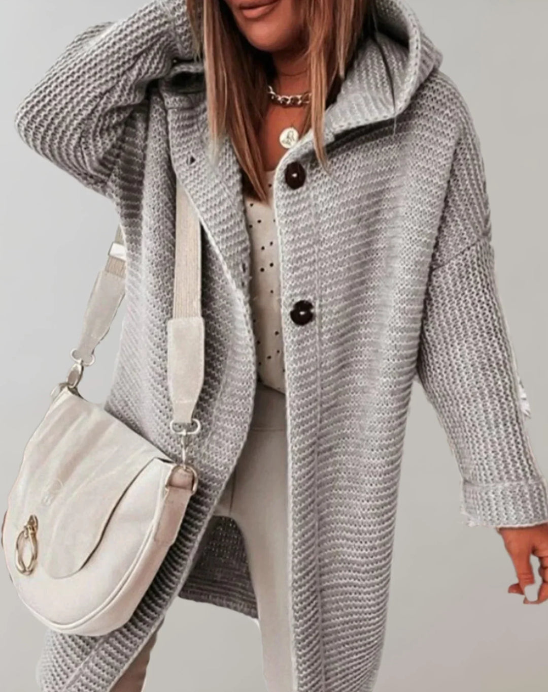 Levoire | Long Fashion Hooded Jacket Pour Femmes Gris