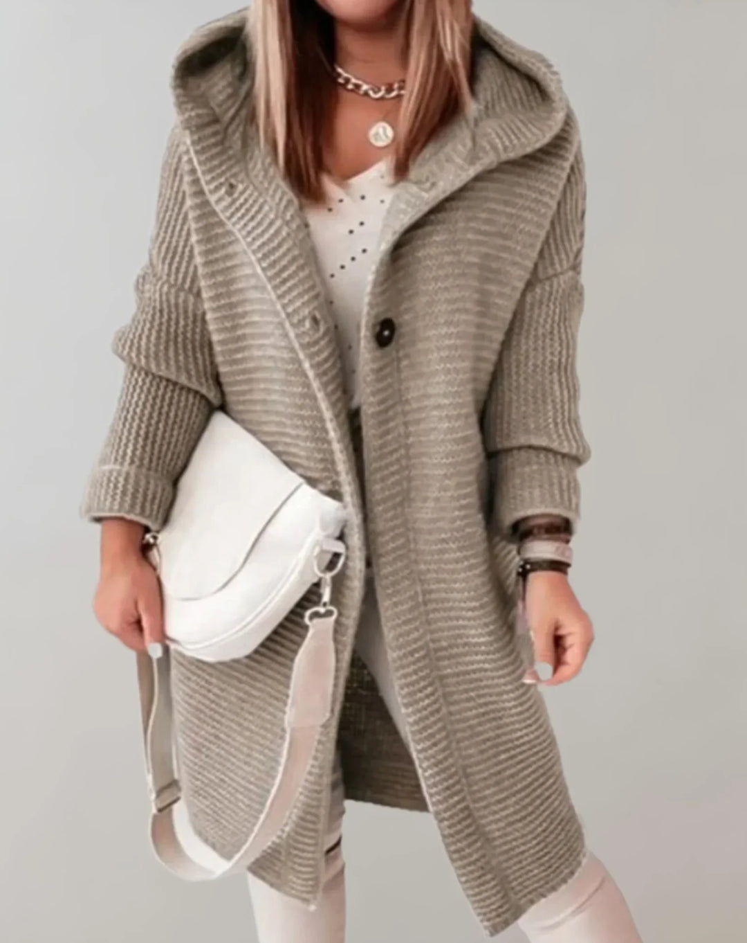 Levoire | Long Fashion Hooded Jacket Pour Femmes Khaki