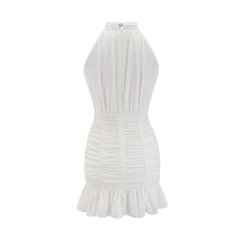 Levoire | Robe À Dos Nu Blanche En Dentelle À Fleurs
