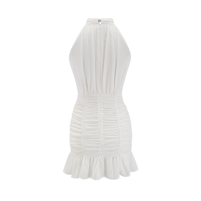 Levoire | Robe À Dos Nu Blanche En Dentelle À Fleurs