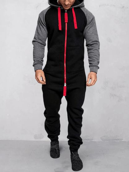 Levoire | Combinaison Sport Capuche Homme Noir-Rouge