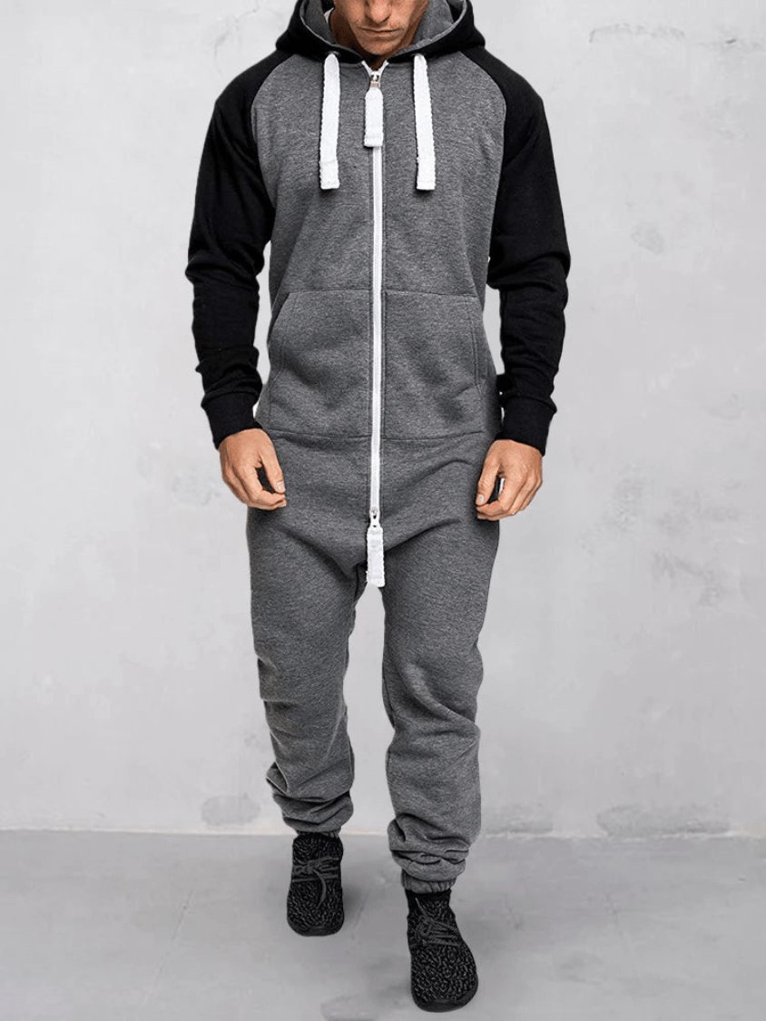 Levoire | Combinaison Sport Capuche Homme Gris-Blanc