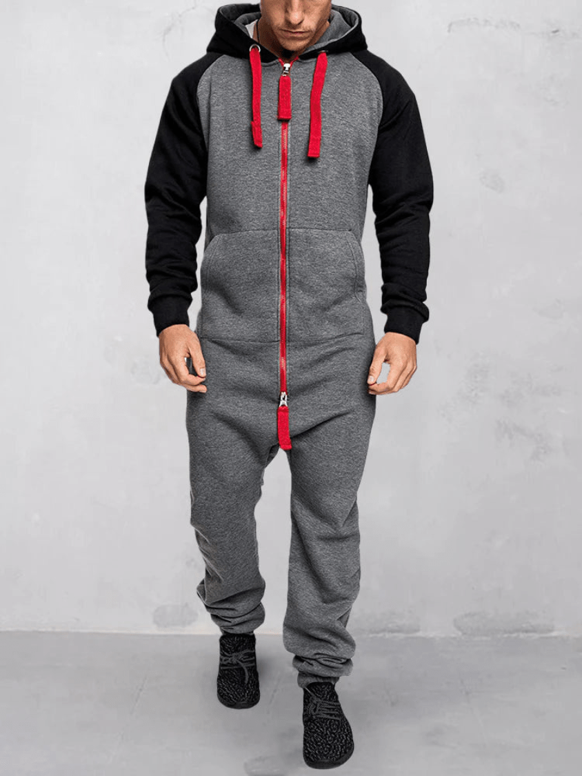 Levoire | Combinaison Sport Capuche Homme Gris-Rouge