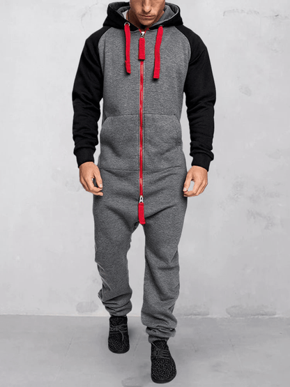 Levoire | Combinaison Sport Capuche Homme Gris-Rouge