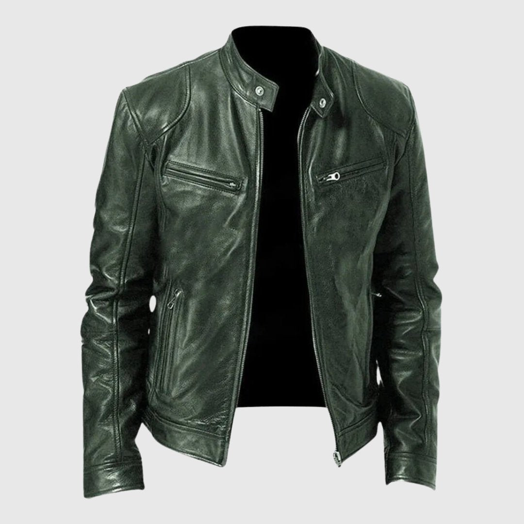 Levoire | Veste En Cuir Décontractée Vert