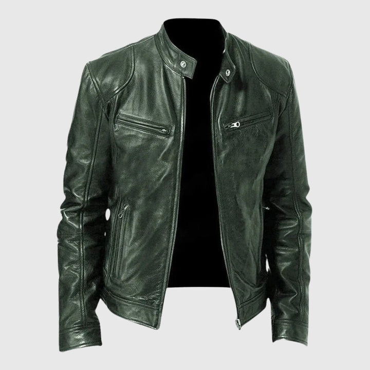 Levoire | Veste En Cuir Décontractée Vert