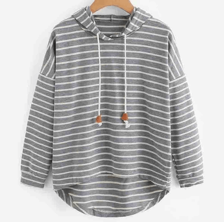 Levoire | Pull à Capuche Rayé Élégant pour Femme Décontracté & Confortable Gris