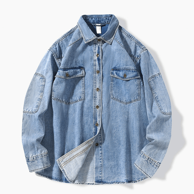 Levoire | Chemise homme en denim en coton Chemise en jean confortable Bleu