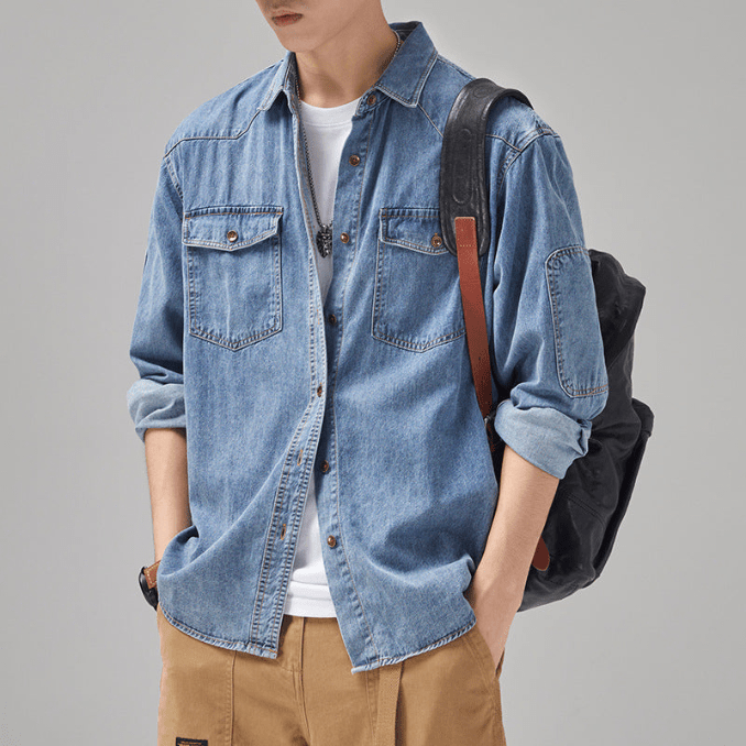 Levoire | Chemise homme en denim en coton Chemise en jean confortable