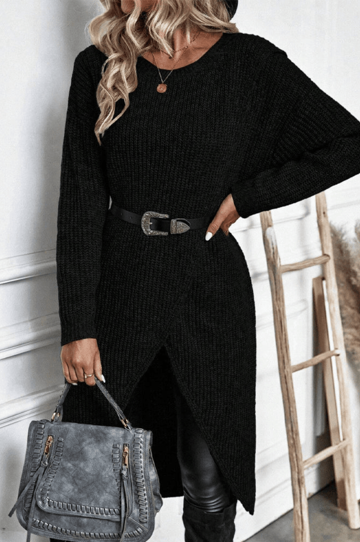 Levoire | Femmes Pull Long en Tricot Confortable & Tendance Noir