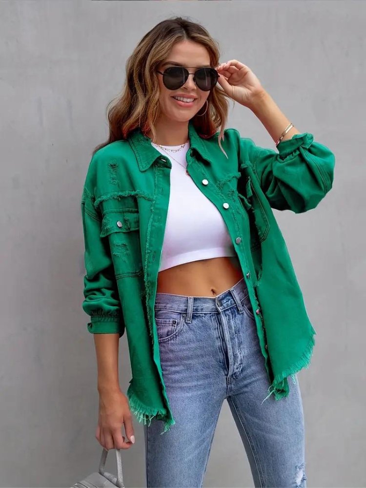 Levoire | Veste En Jean Pour Femmes De Grande Taille Vert
