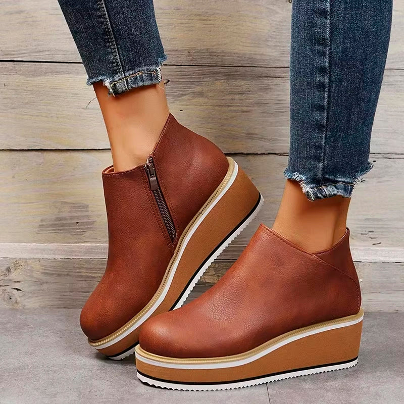 Levoire | Bottes en cuir avec fermeture éclair Marron foncé