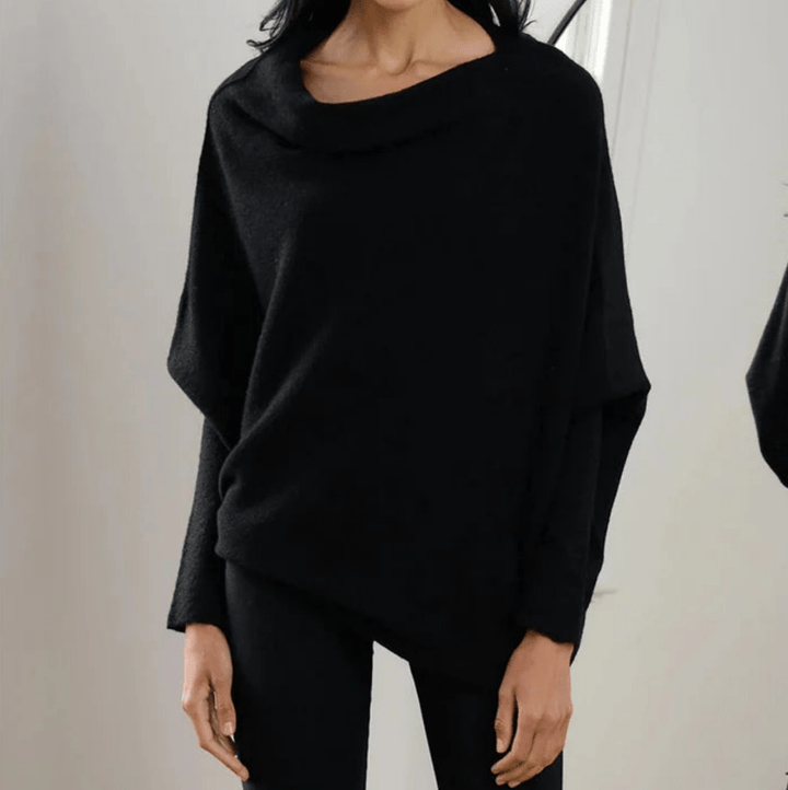 Levoire | Pull Femme Drapé Asymétrique Confort Tendance Noir Taille unique