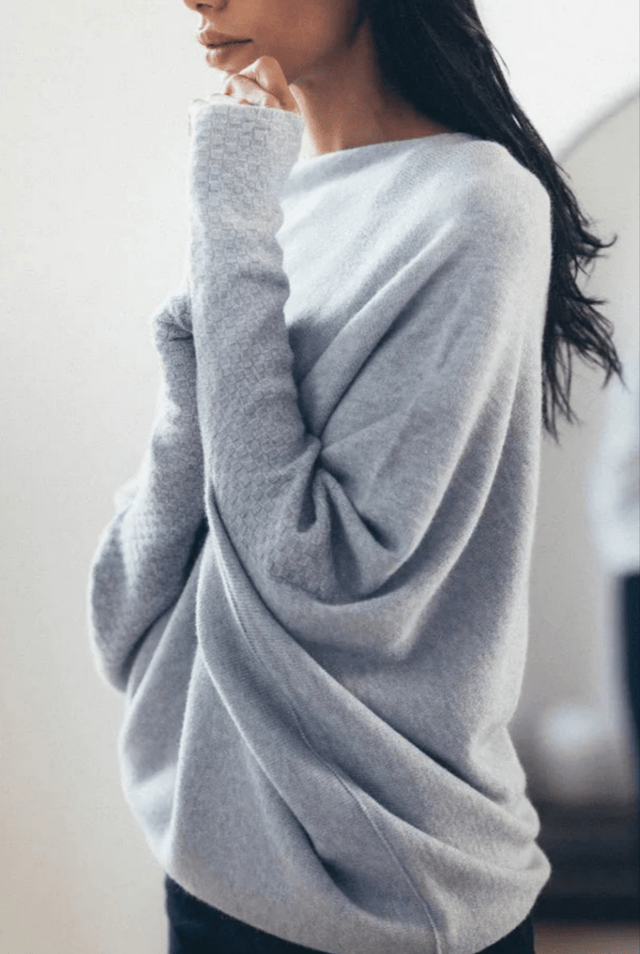 Levoire | Pull Femme Drapé Asymétrique Confort Tendance Gris Taille unique