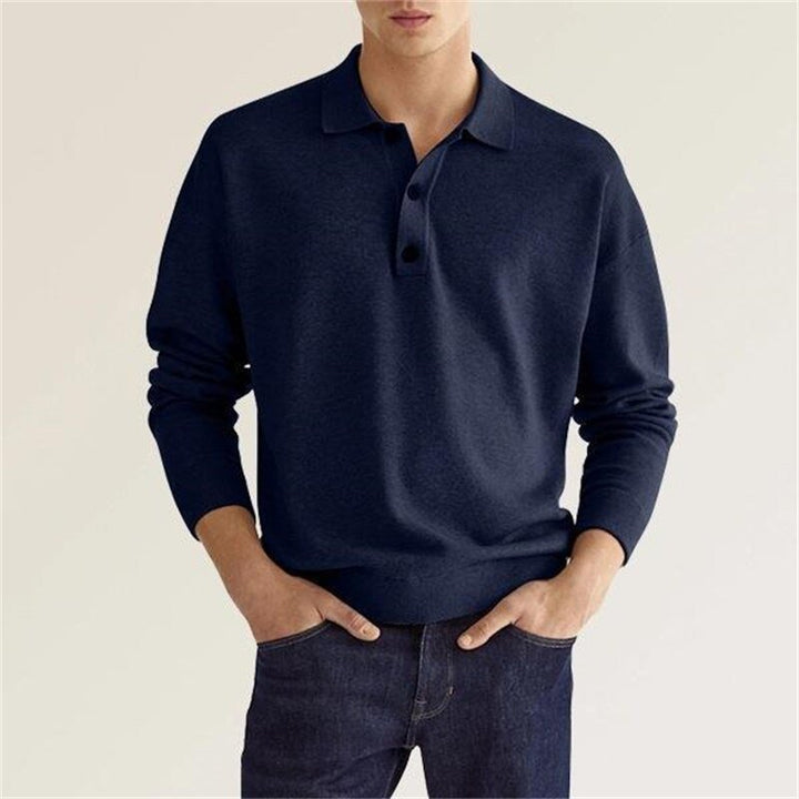 Levoire | Polo Pour Hommes À Manches Longues Bleu