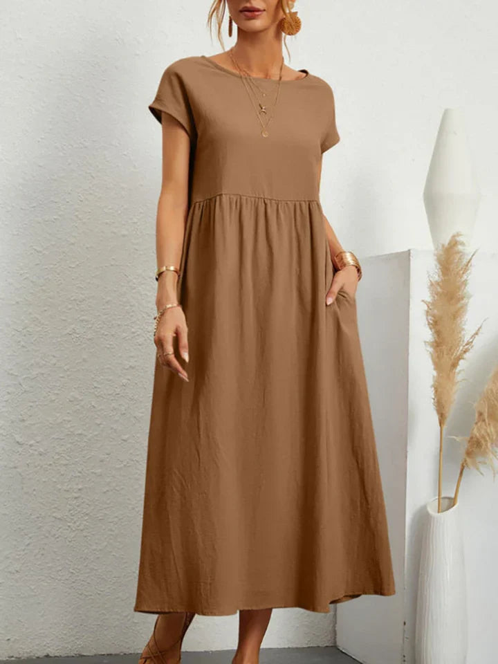 Levoire | Robe D'Été Vintage À Manches Courtes Braun
