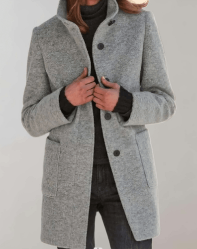 Levoire | Élégante veste mi-longue en laine pour femmes avec col montant design décontracté