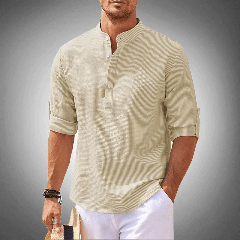 Levoire | Chemise élégante pour homme à manches longues design à demi-boutons Beige