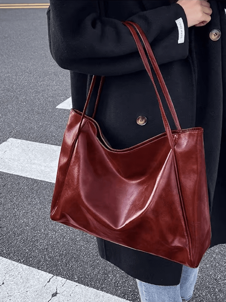 Levoire | Grand sac à main en cuir pour dames, sac à bandoulière, shopper bordeaux